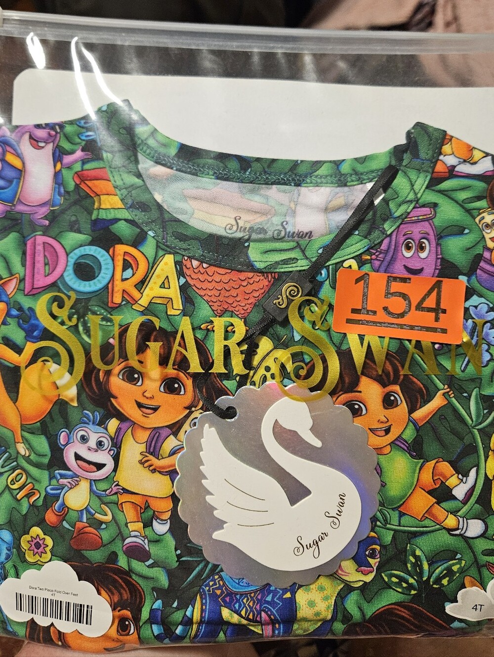 Sugar Swan Bamboo Dora 2 piece w/ fold over feet 4T